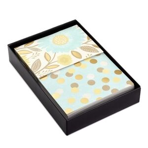 HALLMARK FLORAL DOTS LUXE BLANK 50 NOTE CARDS STATIONERY 5☆ $35 BNWT SO